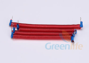 Coberta enrolado do plutônio dos baraços da segurança da mola vermelha do cabo flexível com conectores terminais