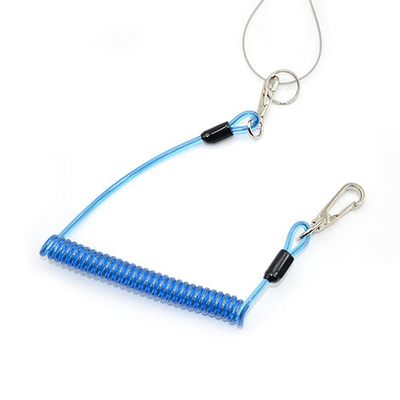Lanyard de corda de arame elétrico azul em espiral transparente Lanyard de segurança de ferramentas