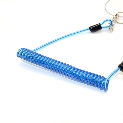 Lanyard de corda de arame elétrico azul em espiral transparente Lanyard de segurança de ferramentas