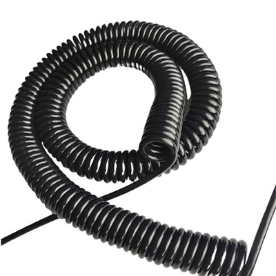 TPU preto sólido revestimento de segurança cabo espiral personalizado comprimento 1 / 1.2 / 1.5 / 3 / 5M