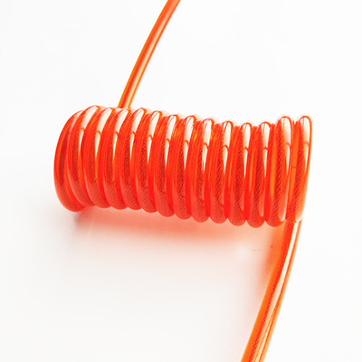 Fixação de arame de aço bobina de moagem Lanyard transparente laranja plástico PU revestido