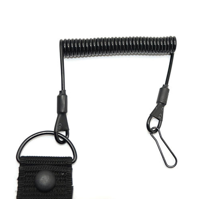 Fios de aço resistentes cordão de retenção de pistola em espiral preto com faixa de corda