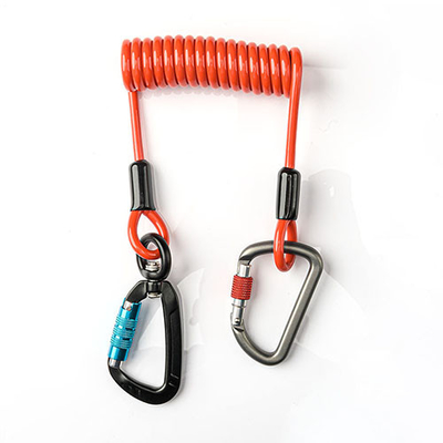 Lanyard de ferramenta de bobina flexível laranja 2M de serviço pesado com gancho carabiner