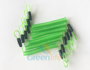do cabo longo da bobina da espiral da mola de fio de aço de 70CM verde transparente com laços dobro do cabo